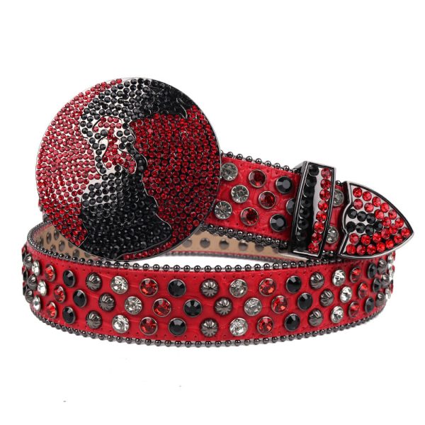 Red DNA Belt with Globe Buckle For Women (1)