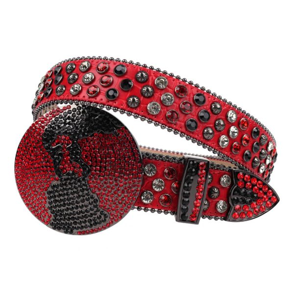 Red DNA Belt with Globe Buckle For Women (2)