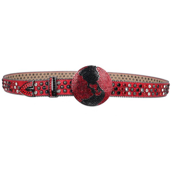 Red DNA Belt with Globe Buckle For Women (4)