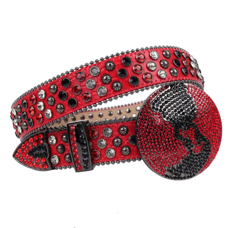 Red DNA Belt with Globe Buckle For Women The DNA Belt