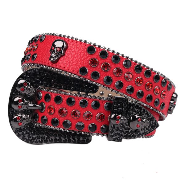 Western Leather Red DNA Belt with Black Rhinestone (1)