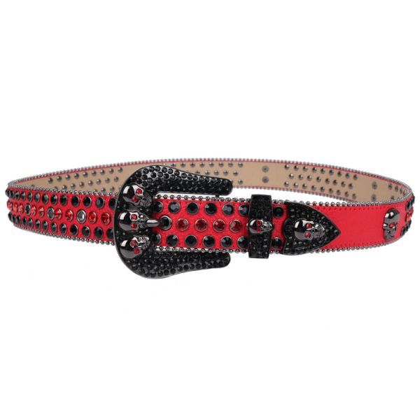 Western Leather Red DNA Belt with Black Rhinestone (5)