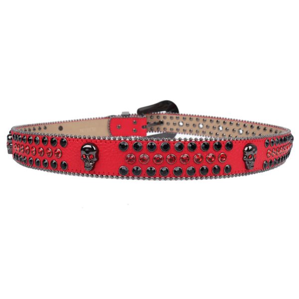 Western Leather Red DNA Belt with Black Rhinestone (6)