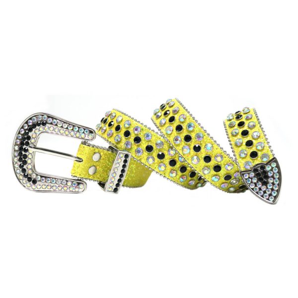 Yellow DNA Belt with Colorful Rhinestones (2)
